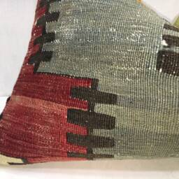Vintage Turkish Kilim Pillow Cover, Handwoven Accent Pillow, 16x24 - thumbnail 3