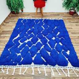 Blue Moroccan Rug Handmade Wool Berber Rug - thumbnail 2