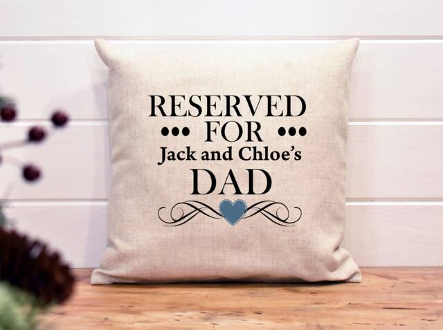 Personalised Cushion Reserved For Dad Grandad Uncle Grandpa Fathers Day Birthday Keepsake Gift Gaga 40 X cm Luxury Linen - image 1