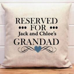 Personalised Cushion Reserved For Dad Grandad Uncle Grandpa Fathers Day Birthday Keepsake Gift Gaga 40 X cm Luxury Linen - thumbnail 2