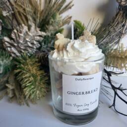 Christmas Gingerbread Candle Vegan Soy Wax Cruelty Free Birthday Gift Christmas 8Oz Scented - thumbnail 2