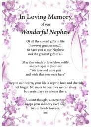 Nephew in Loving Memory Print, Funeral Poem, Missing You, Bereavement, Heaven Grief Nephew Heaven - thumbnail 1