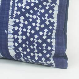 Hmong Indigo Batik Pillow Cover - Handwoven Hill Tribe Textile - 18x18 - thumbnail 3