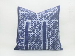 Hmong Indigo Batik Pillow Cover - Handwoven Hill Tribe Textile - 18x18 - thumbnail 1
