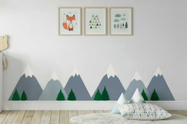 Kids Mountain Scene Wall Decals, Decals Nursery, Baby Decal, Nursery Mural, Bedroom Decor - image 1