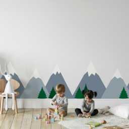 Kids Mountain Scene Wall Decals, Decals Nursery, Baby Decal, Nursery Mural, Bedroom Decor - thumbnail 2