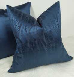 Luxury Designer Blue Ferns Satin Jacquard Cushion Cover Made With Ashely Wilde Fabric - Only Cover Pillow Cover