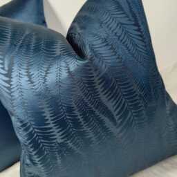 Luxury Designer Blue Ferns Satin Jacquard Cushion Cover Made With Ashely Wilde Fabric - Only Cover Pillow Cover - thumbnail 3
