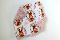 Dream Lovie. Security Blanket. Personalized Lovey. Faux Fur Floral Bunny White. Mini Baby Minky Shower Gift - thumbnail 1