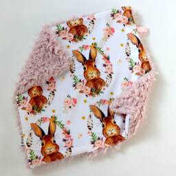 Dream Lovie. Security Blanket. Personalized Lovey. Faux Fur Floral Bunny White. Mini Baby Minky Shower Gift - thumbnail 3