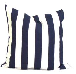 Navy Striped Outdoor Pillow Covers, Blue Covers For 20x20, 16x16, 18x18 Pillows, All Sizes - thumbnail 1
