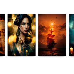 Pirats Ds0014 - Limited Edition 10 Print Set Of 4 Sheets Synthography Printed On Glossy Premium Fine Art Photo Paper 20x30 cm - thumbnail 2