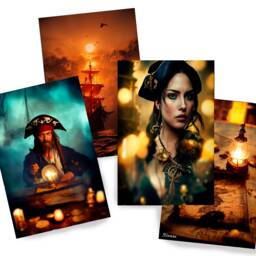 Pirats Ds0014 - Limited Edition 10 Print Set Of 4 Sheets Synthography Printed On Glossy Premium Fine Art Photo Paper 20x30 cm - thumbnail 1