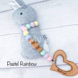 Rainbow Personalised Bespoke Gift My First Easter Bunny Rattle Sensory Engraved Toy Newborn Name