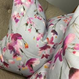 Floral Cushion Cover, Decorative Pillow Modern Countryside Design, Scatter Pillow, Double Sided, Blue Pink Voyage Armathwaite Fabric - thumbnail 2