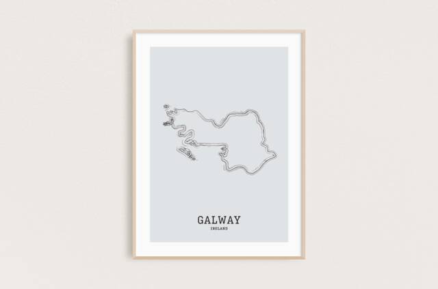 County Galway Ireland Map Line Art Print - Minimalist Irish Gift - image 1