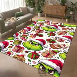 Grinch Christmas Rug Whoville Holiday Decor, Nonslip Area Mat - thumbnail 2