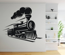 Train Wall Decal Kids Bedroom Vintage Machine Vinyl Art Home Decor Sticker lb08 - thumbnail 1