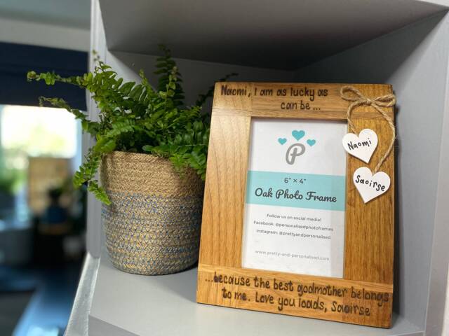 "I Am Lucky As Can Be, Because The Best Godmother/Father Belongs To Me - Godparent Personalised Oak Photo Frame 6x4"", 7x5" - image 1