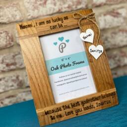 "I Am Lucky As Can Be, Because The Best Godmother/Father Belongs To Me - Godparent Personalised Oak Photo Frame 6x4"", 7x5" - thumbnail 2