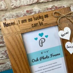 "I Am Lucky As Can Be, Because The Best Godmother/Father Belongs To Me - Godparent Personalised Oak Photo Frame 6x4"", 7x5" - thumbnail 3