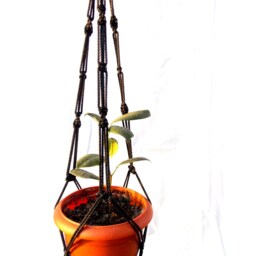 Black Mini Macrame Plant Hanger 18 Inches 3mm Hanging Planter Wall Hanging Indoor Or Outdoor Decor Flower Por Pattern Gift Idea - thumbnail 2