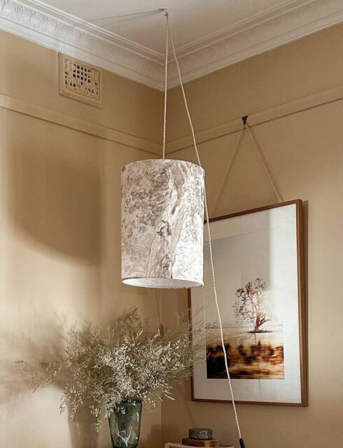 "Handmade Linen Pendant Light Shade Vintage " - image 1