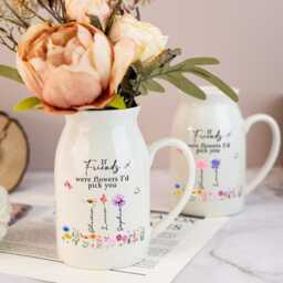 Personalized Friendship Floral Ceramic Vase, Custom Best Friend Birth Month Flower Gifts, Besties Gift, Gift - thumbnail 3