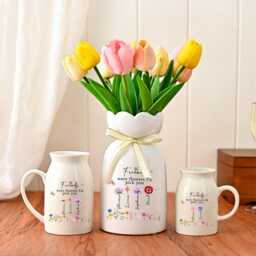 Personalized Friendship Floral Ceramic Vase, Custom Best Friend Birth Month Flower Gifts, Besties Gift, Gift - thumbnail 2