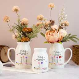 Personalized Friendship Floral Ceramic Vase, Custom Best Friend Birth Month Flower Gifts, Besties Gift, Gift - thumbnail 1