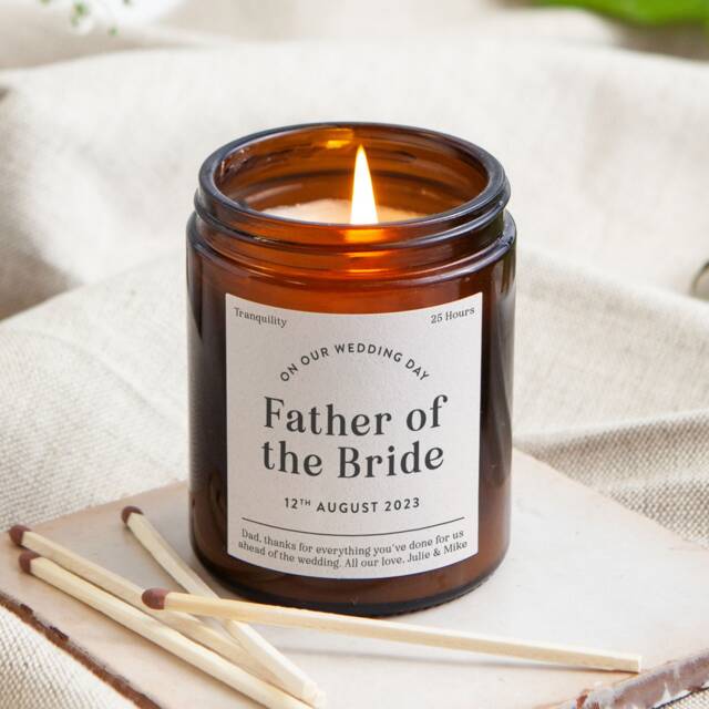 Father Of The Bride Gift, Personalised Wedding Day Keepsake, Scented Apothecary Candle - Gifts - image 1
