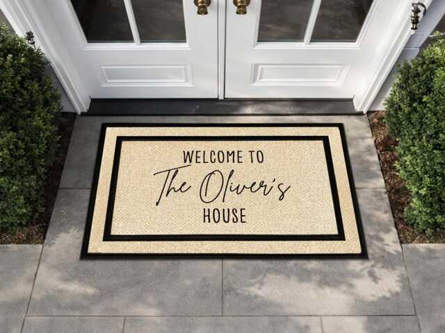 Custom Family Home Doormat, Durable Outdoor Name Welcome Rug - image 1