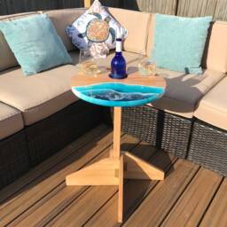 Handmade Outdoor Wine Table &stand, Personalized Birthday Gift, Folding Table, Anniversary, Retirement, Christmas Patio - thumbnail 2