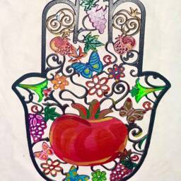 Evil Eye Hamsa Wall Decor, Home Blessing, Hand Art, Judaica - thumbnail 4