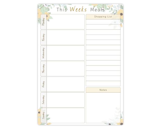 Dry Wipe Whiteboard Weekly Family Menu Meal Planner Board With Dry Wipe Pen Included. Shopping List & Notes Section - image 1