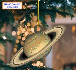 Saturn With Led Light Personalized Ornament, Tree Hanging Decor, Christmas Flat 2D Ornament Planets in Solar System - thumbnail 1