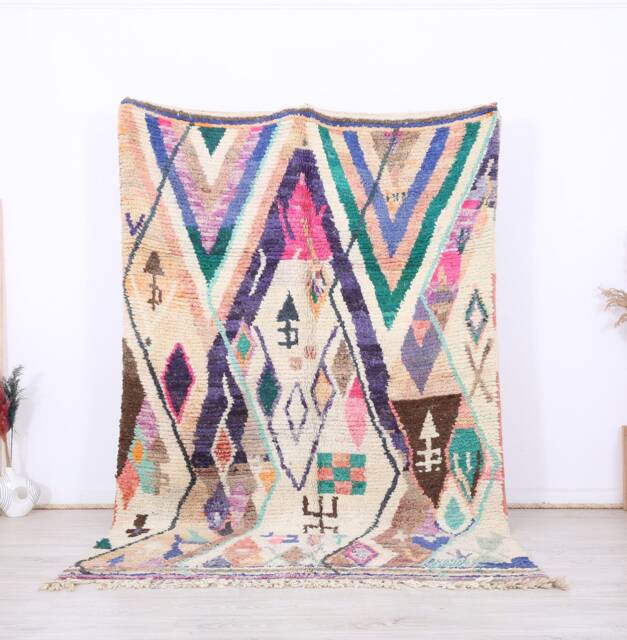 Vintage Boujaad Rug 5x8 Ft - Authentic Moroccan Wool For Living Room - image 1