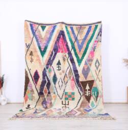 Vintage Boujaad Rug 5x8 Ft - Authentic Moroccan Wool For Living Room - thumbnail 1