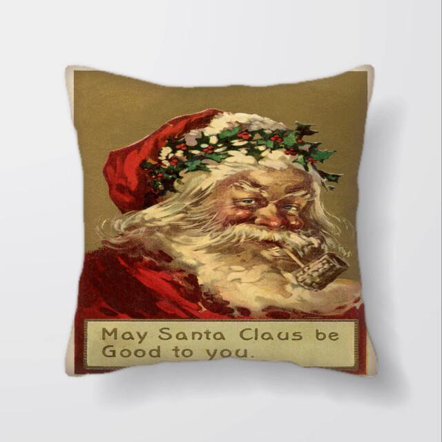 Vintage Santa Claus St Nick Christmas - Cushion Cover Case Or Stuffed With Insert
