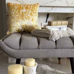 Mimosa Yellow, Burnout Velvet Nature & Floral Pattern, Contemporary Throw Pillow Cover/Euro Sham - Yellow Drops - thumbnail 2