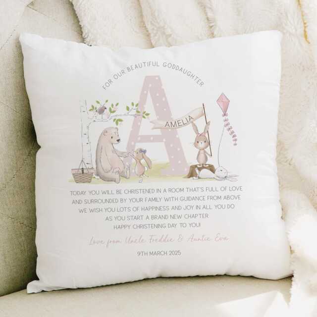 Personalised Christening Gift For Goddaughter, Baptism Gift, Cushion For Girl, Godparent - image 1