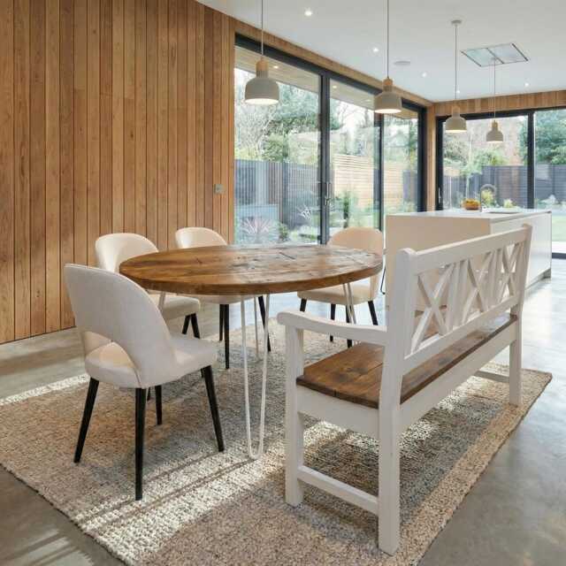Round Dining Table Vintage Hairpin Leg Kitchen Rustic Industrial Steel Legs - image 1