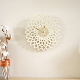 Wooden Clock, Natural Home Decor, Geometric Flower, Oriental Pattern, Rose-Shaped Decoration, Wood Engraved, Wall Art Design, Silent Movment - thumbnail 3
