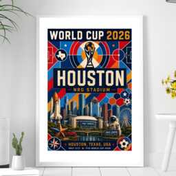 Houston World Cup 2026 Host City - Football Print Gift Bespoke A5 A4 A3 Framed Or Unframed - thumbnail 2