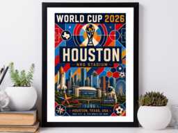 Houston World Cup 2026 Host City - Football Print Gift Bespoke A5 A4 A3 Framed Or Unframed - thumbnail 1