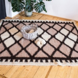 Living Room Net Rug Diamonds Pattern Wool Carpet - thumbnail 2