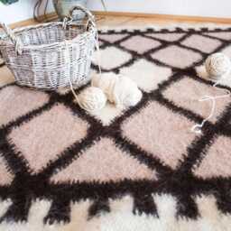 Living Room Net Rug Diamonds Pattern Wool Carpet - thumbnail 3
