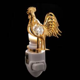24K Gold Plated Rooster Handcrafted Luxury Night Light Decorated Swarovski Crystals Bedroom Bathroom Kids Room Kitchen Gift Premium Decor - thumbnail 2