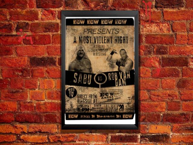 Sabu Vs. Rob Van Dam Ecw Wrestling Poster Vintage Style - image 1