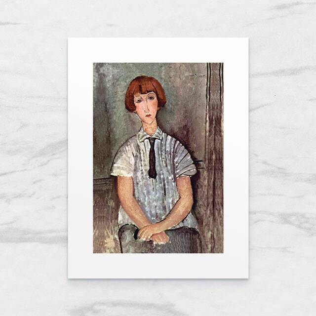 Photo Art Print With Passe-Partout Girl Blouse By Amadeo Modigliani 18x24 cm - image 1